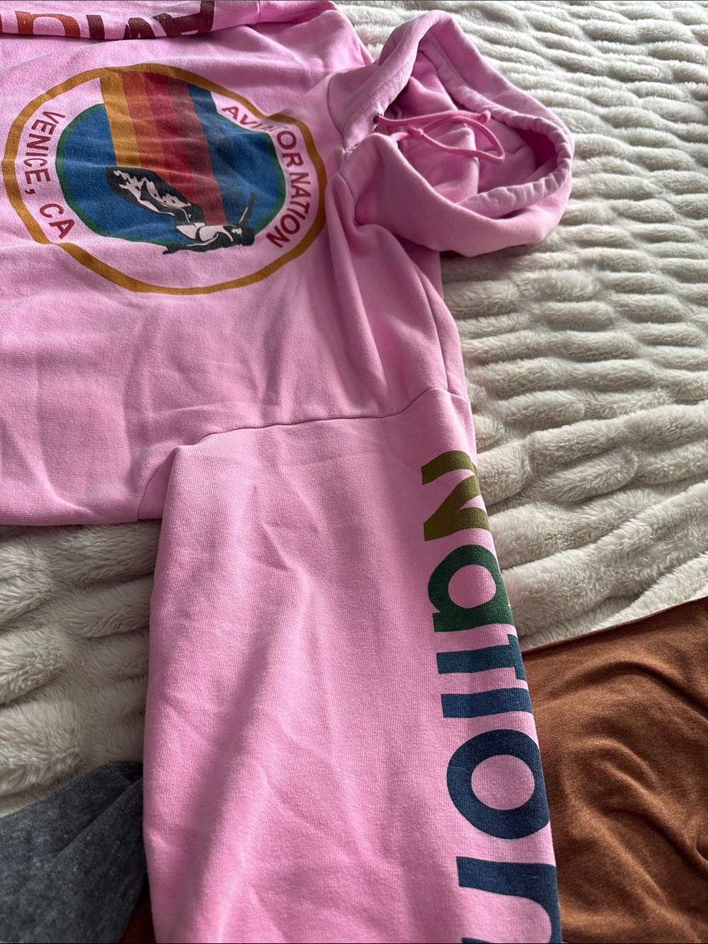 Aviator Nation Neon Pink Pullover Graphic Hoodie Venice CA Size Large - Picture 4 of 11